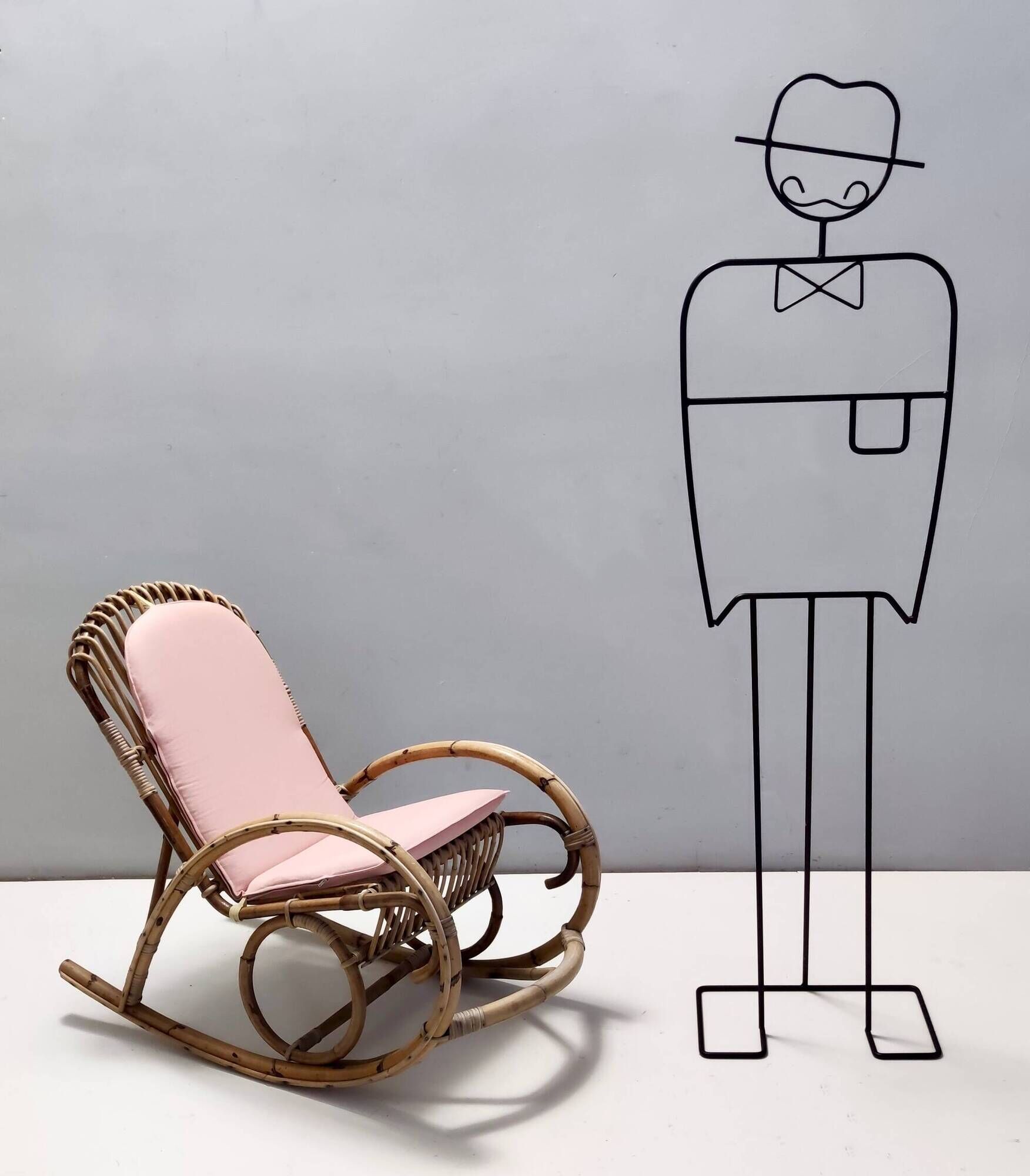 Pair of Postmodern Bamboo Children Rocking Chairs Ascribable to Vittorio Bonacina