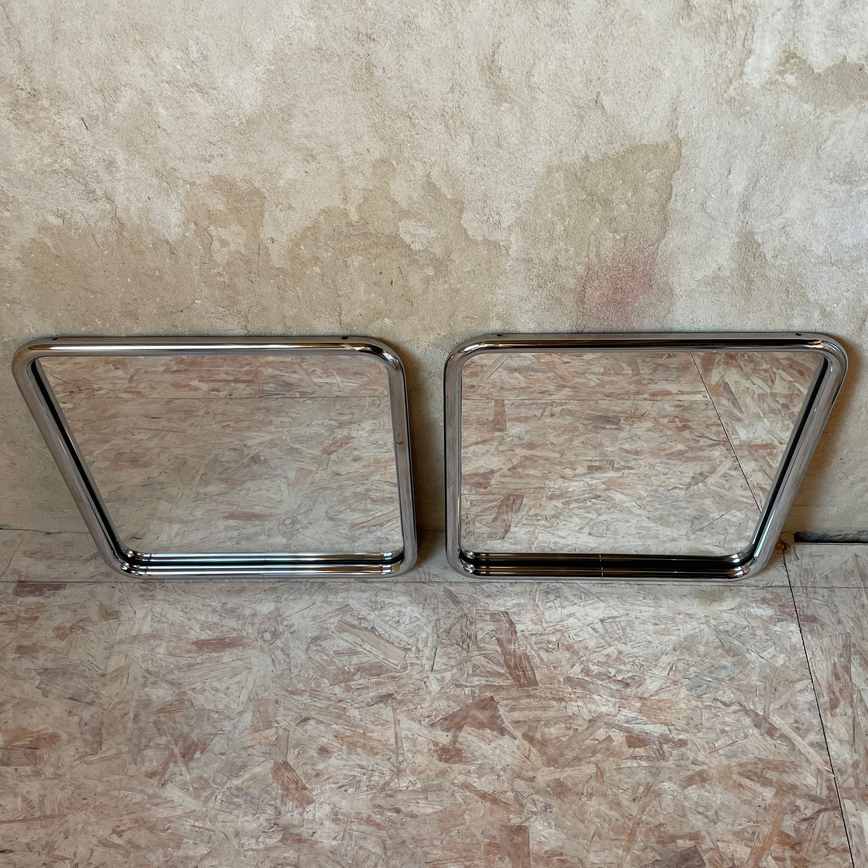 Pair of chrome tube mirrors