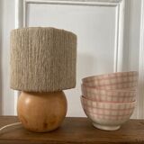 Bedside lamp in rope and wood