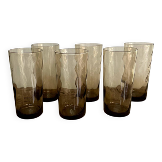 6 LUMINARC France smoked glasses
