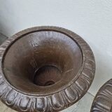 Pair of Medici cast iron vases from a bourgeois house - H73cm