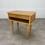 Vintage blond wood bedside table, 1960s