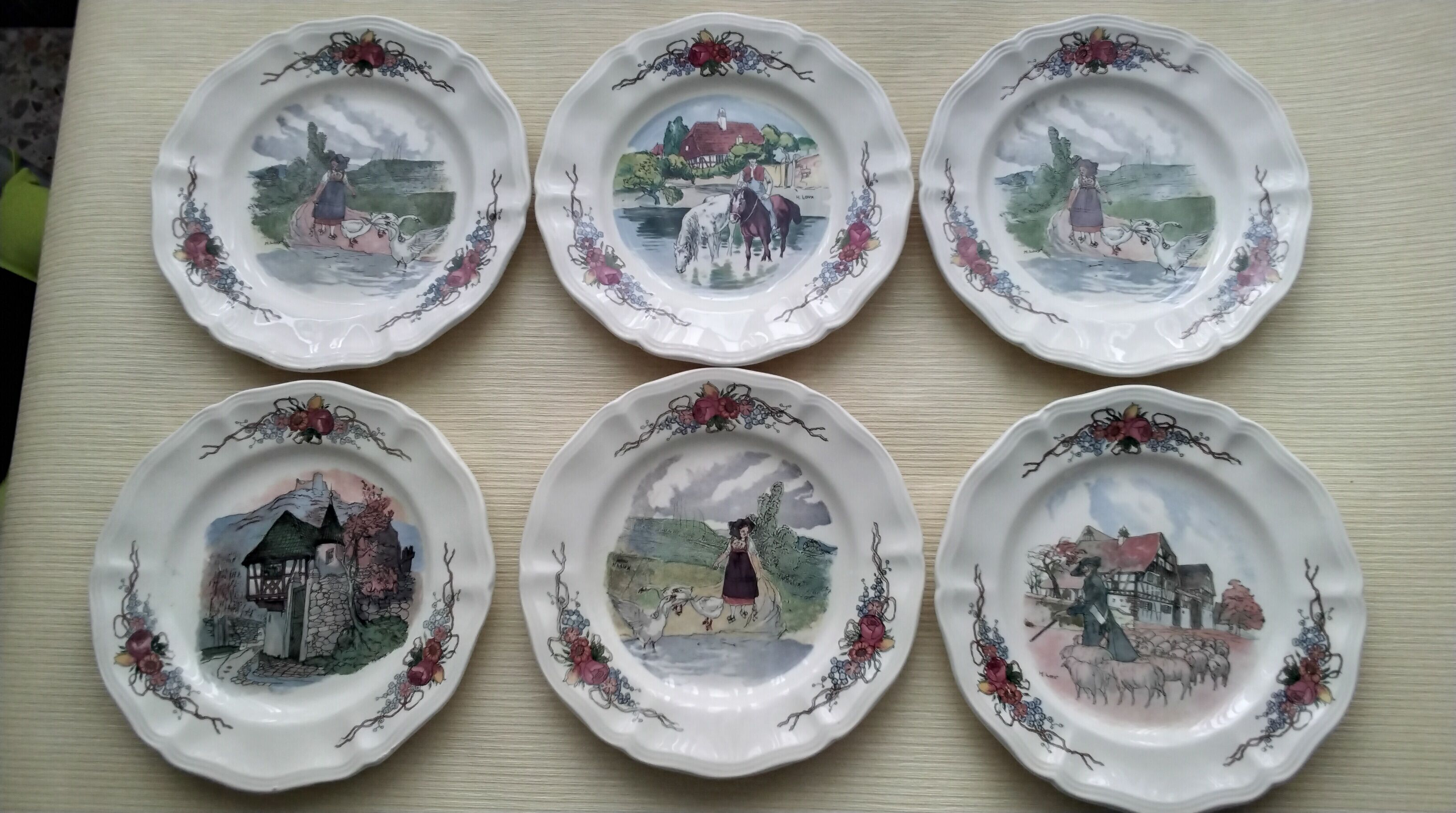 Set of 6 dessert plates in Sarreguemines model Obernai