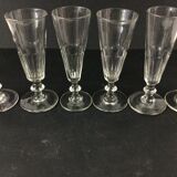 Suite of 6 champagne flutes in old glass