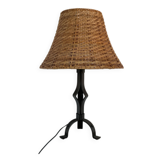 Large vintage wrought iron lamp from the 1950s