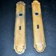Set of 2 vintage hardware handle lock entries in gold-plated brass with pearl decor
