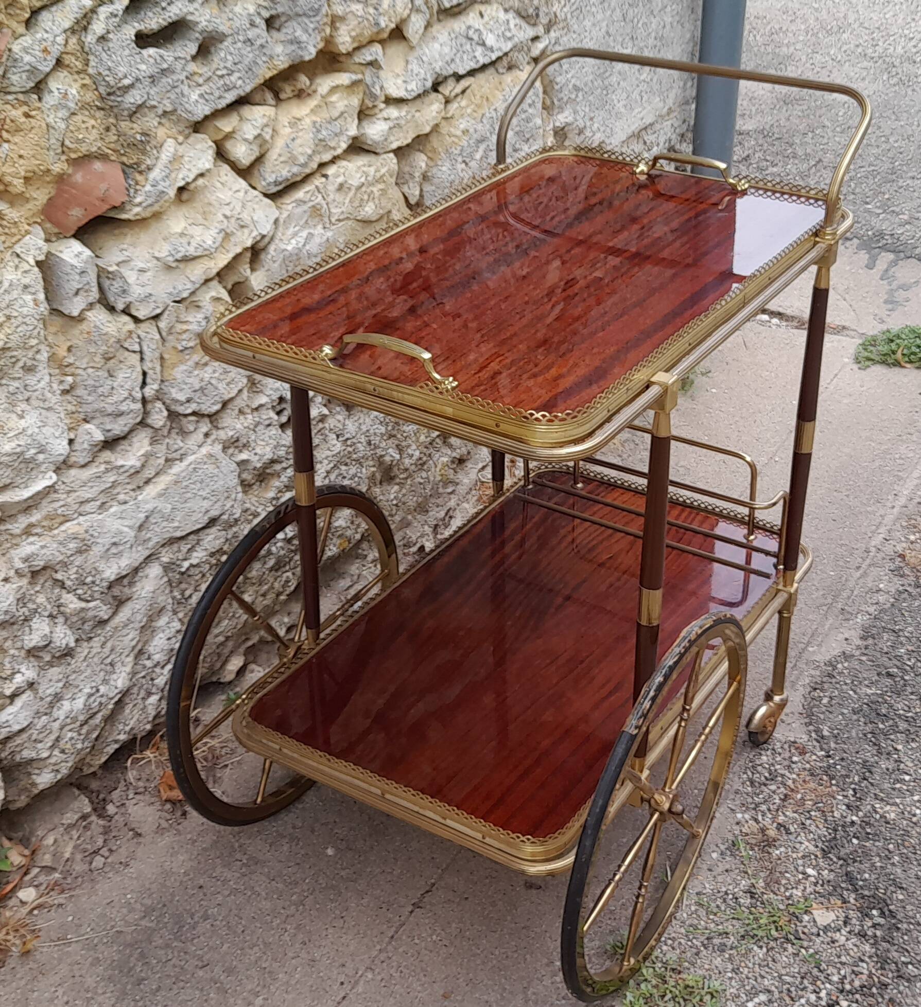 Vintage rolling bar trolley