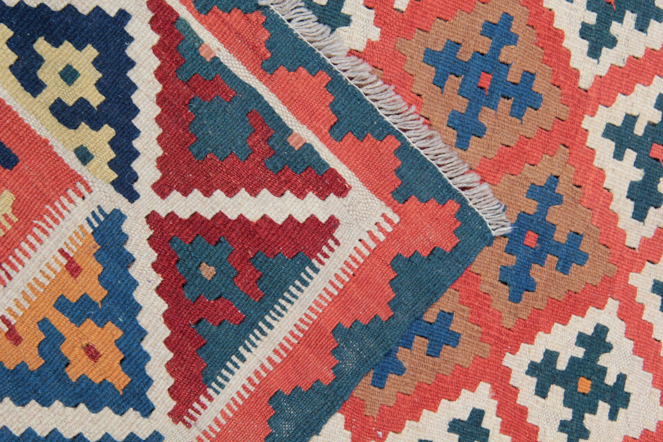 Handmade Vintage Kilim Runner Rug, Geometric Tribal Design 300 × 147 cm