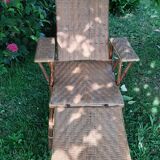 Chaise longue transat en rotin et cannage 1900