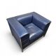Poltrona Frau set / dark blue leather / Talus / sofa - chairs - / 3 seater / 2 x lounge chair