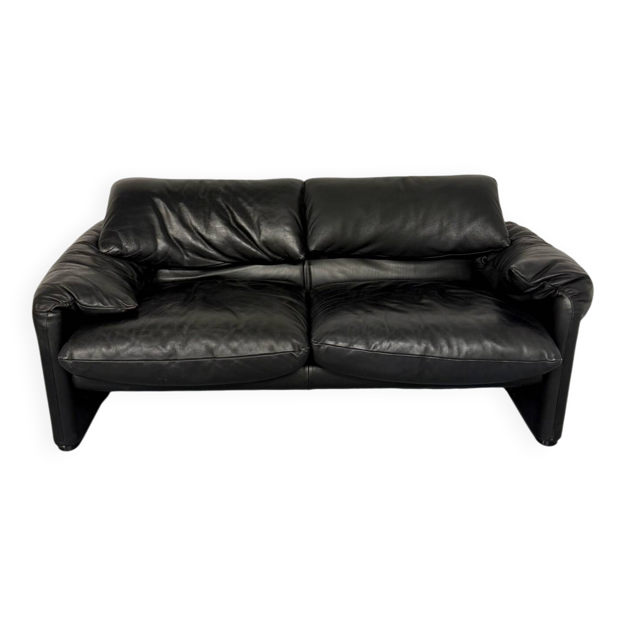 Canapé maralunga design design Vico MAGISTRETTI Cassina en cuir noir