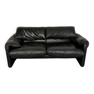 Canapé maralunga Vico MAGISTRETTI Cassina en cuir noir