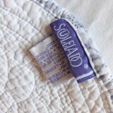 Plaid / bed throw reversible boutis white blue floral pattern brand Soleiado