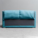 2 seater sofa in blue fabric 1970