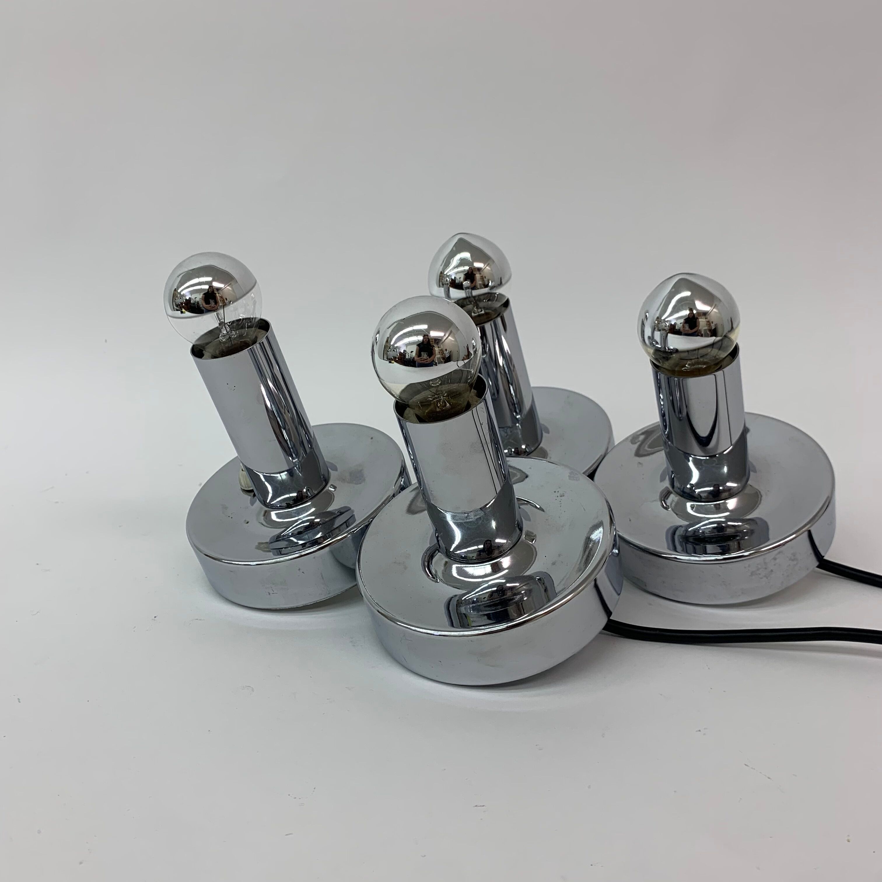 Set of 2 Space age chrome bedside lamps , 1970’s