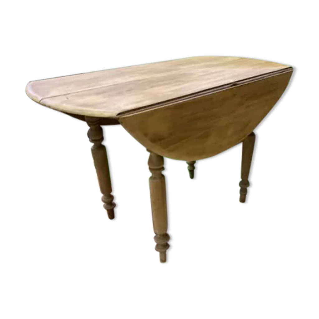 Table ronde à rabats en bois brut | Selency