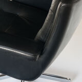 Vintage leather revolving chair, France 1960