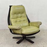 Leather swivel armchair