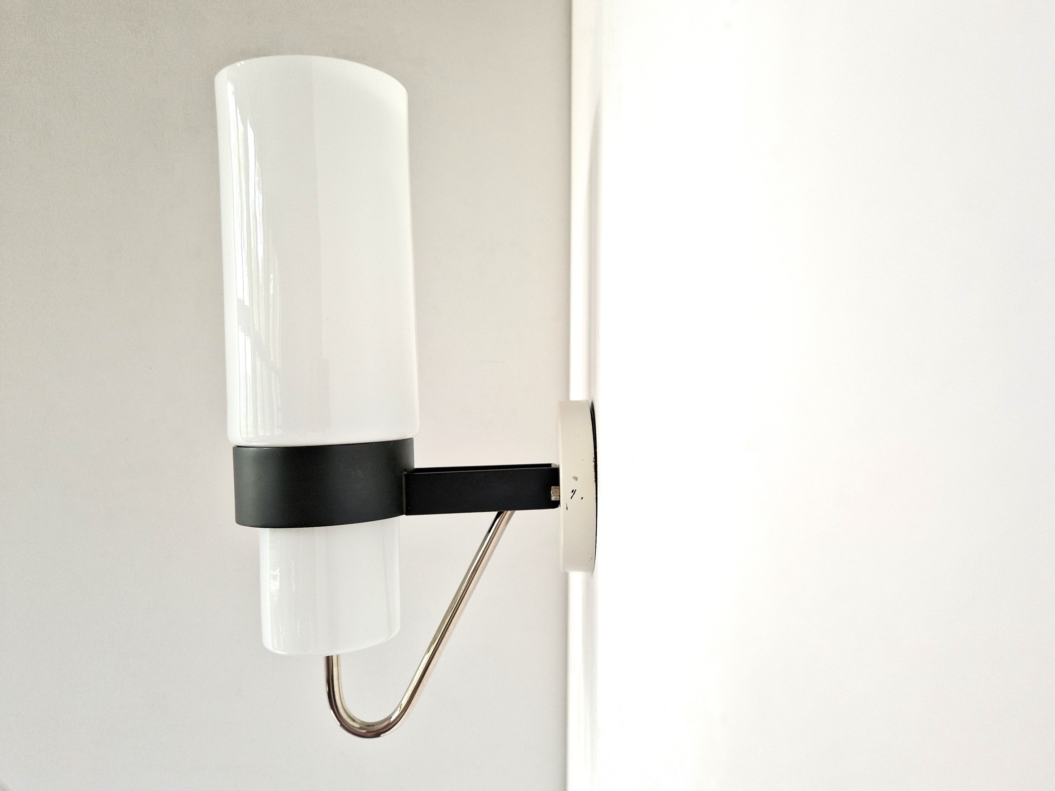 Set of 2 metal and glass wall lamps for Philips, 1960's/1970's