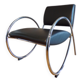 Fauteuil chrome et skaï scandinave