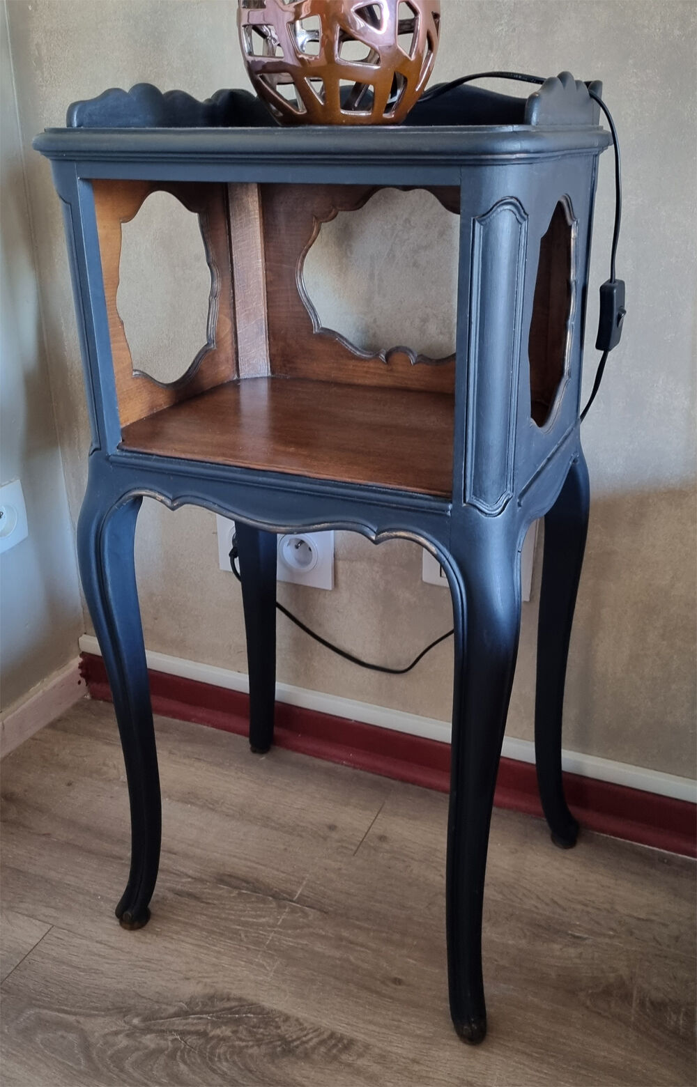 Pair of vintage bedside tables, 60s, Louis XV style, revamped