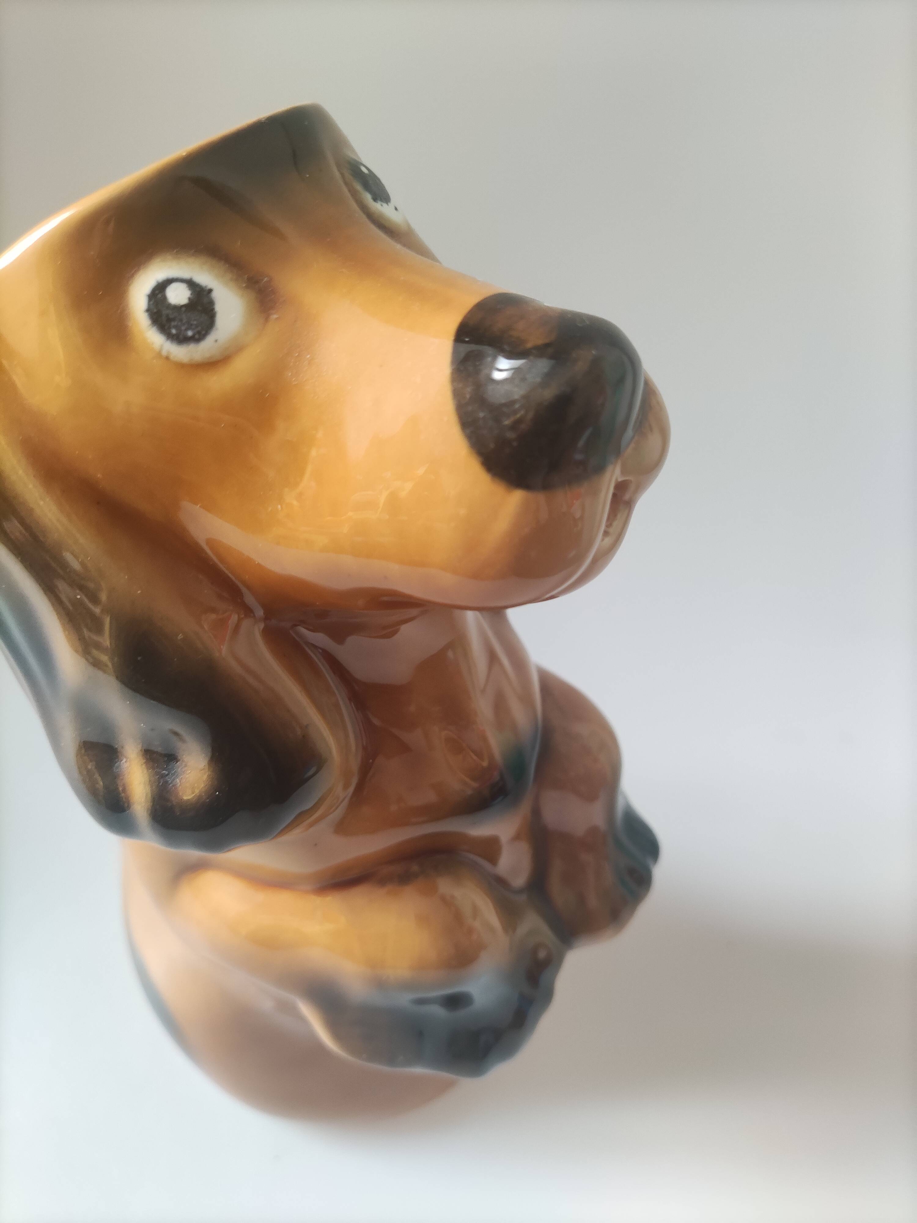 Pitcher ceramic carafe vintage dog