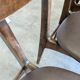 Set of 3 Vintage Wooden Dining Chairs with Brown Leather Seats / Mid-Centur