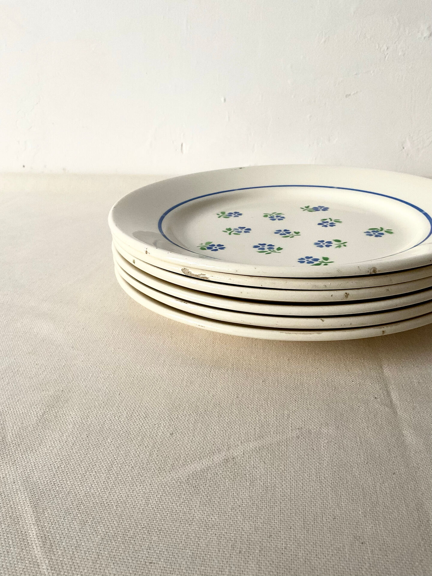 Set of 6 flat plates Badonviller in semi-porcelain – Flora design