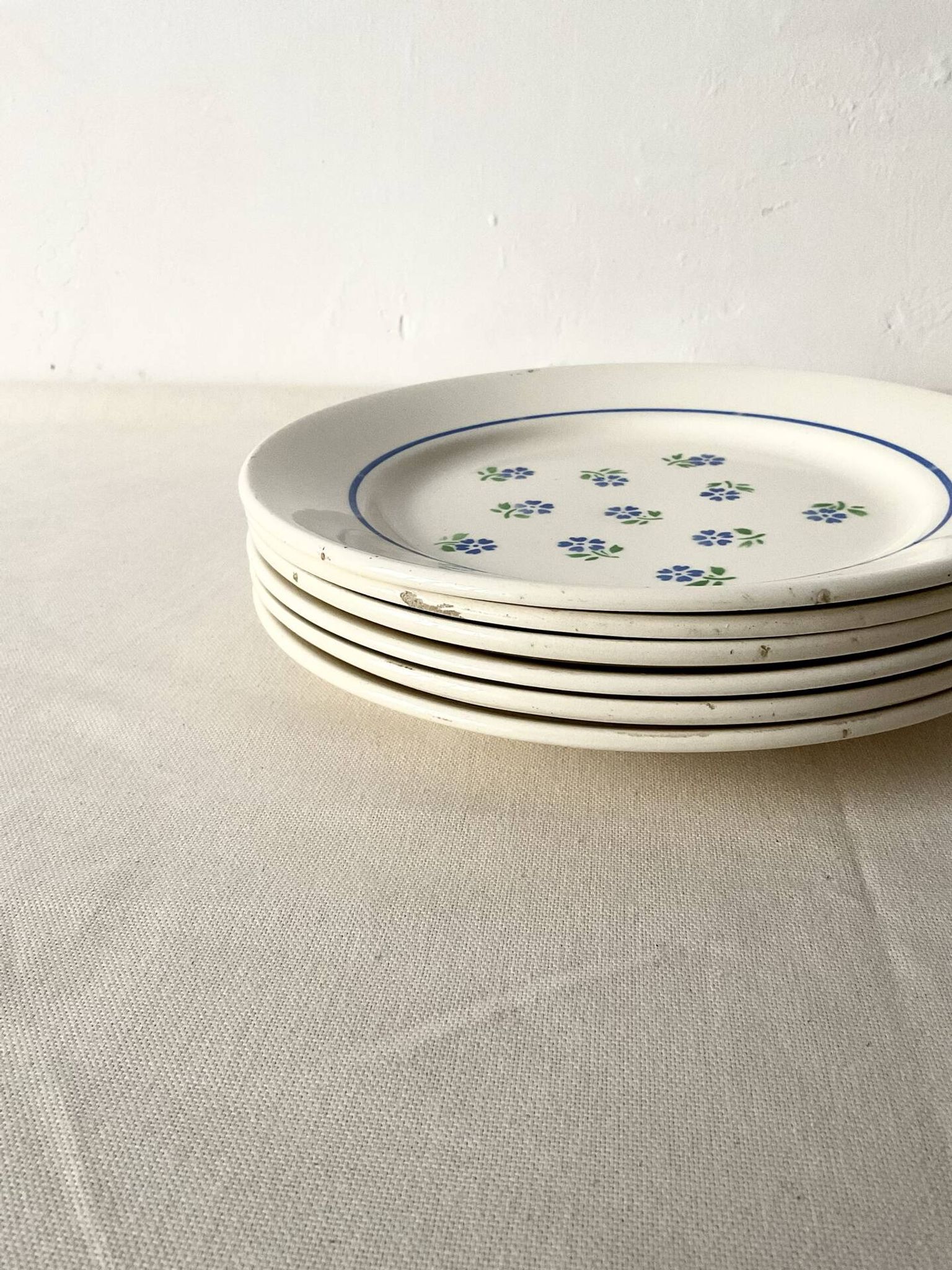Set of 6 flat plates Badonviller in semi-porcelain – Flora design