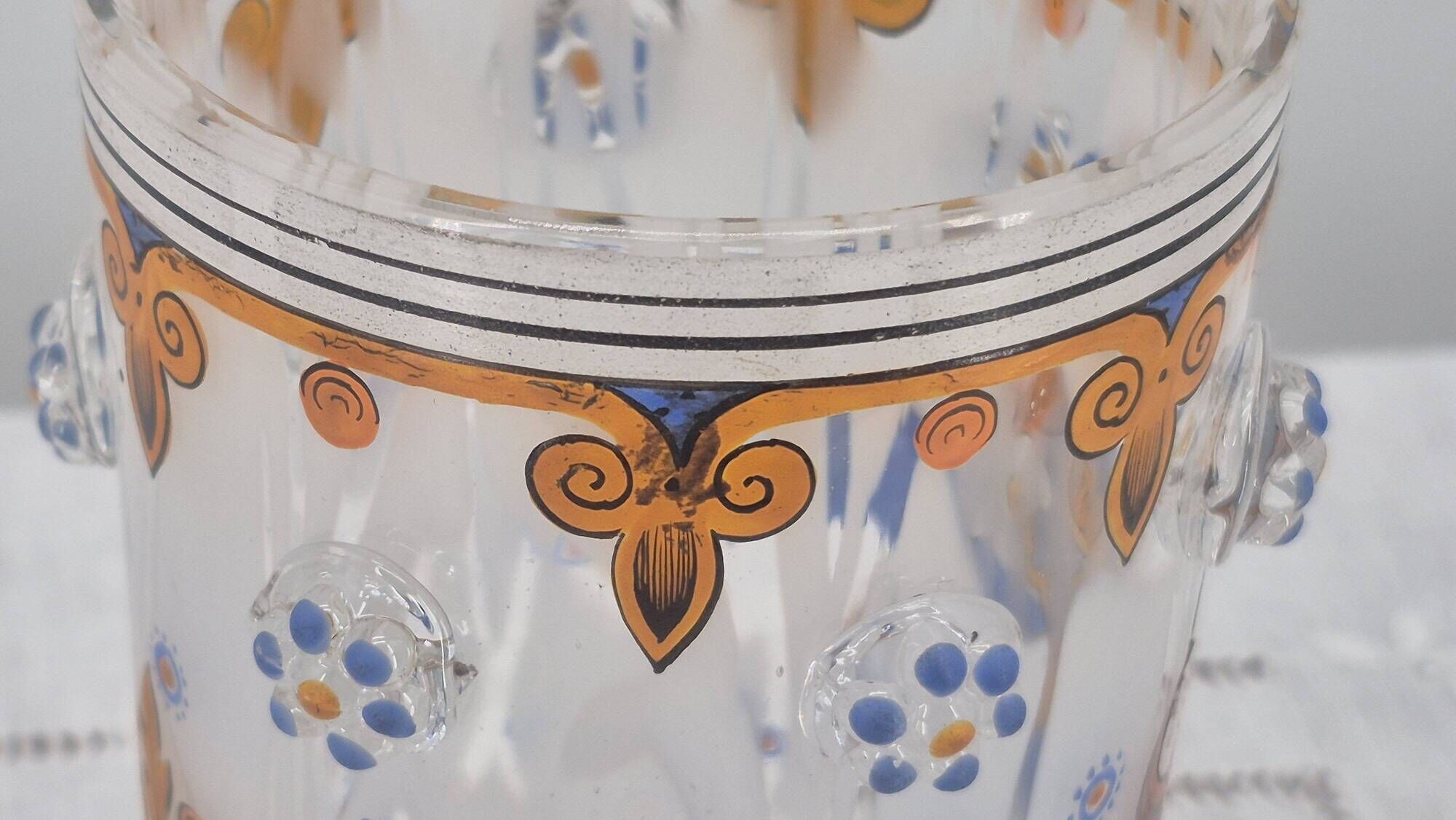 Small enamelled glass vase with armorial design in Historismus style from 19th century Bohemia.