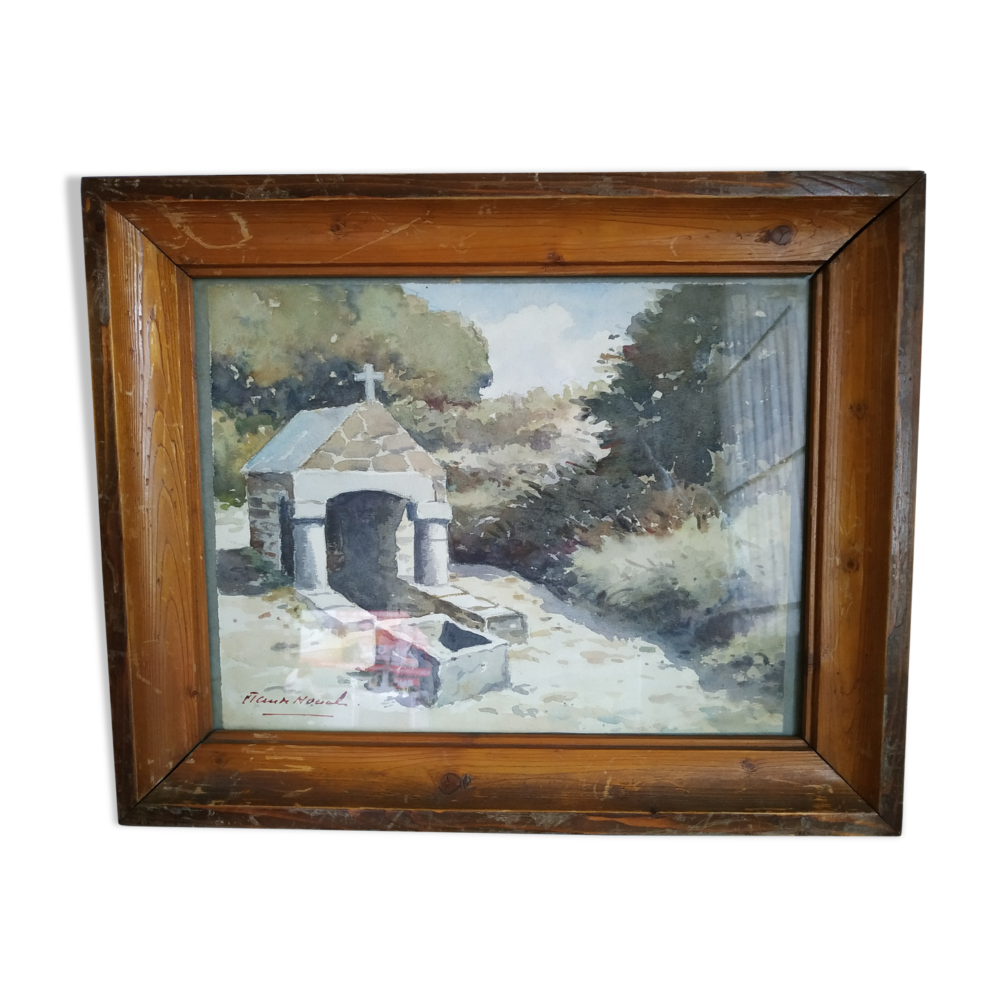 Watercolor "the Breton fountain" by Claude Houal