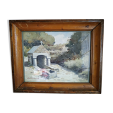 Watercolor "the Breton fountain" by Claude Houal