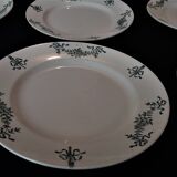 Series of six flat plates in earthenware of Longchamp model Sapho