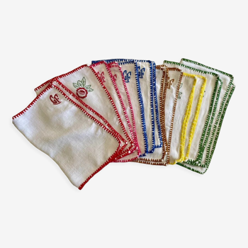 Set of 12 antique embroidered placemats  39x27 cm