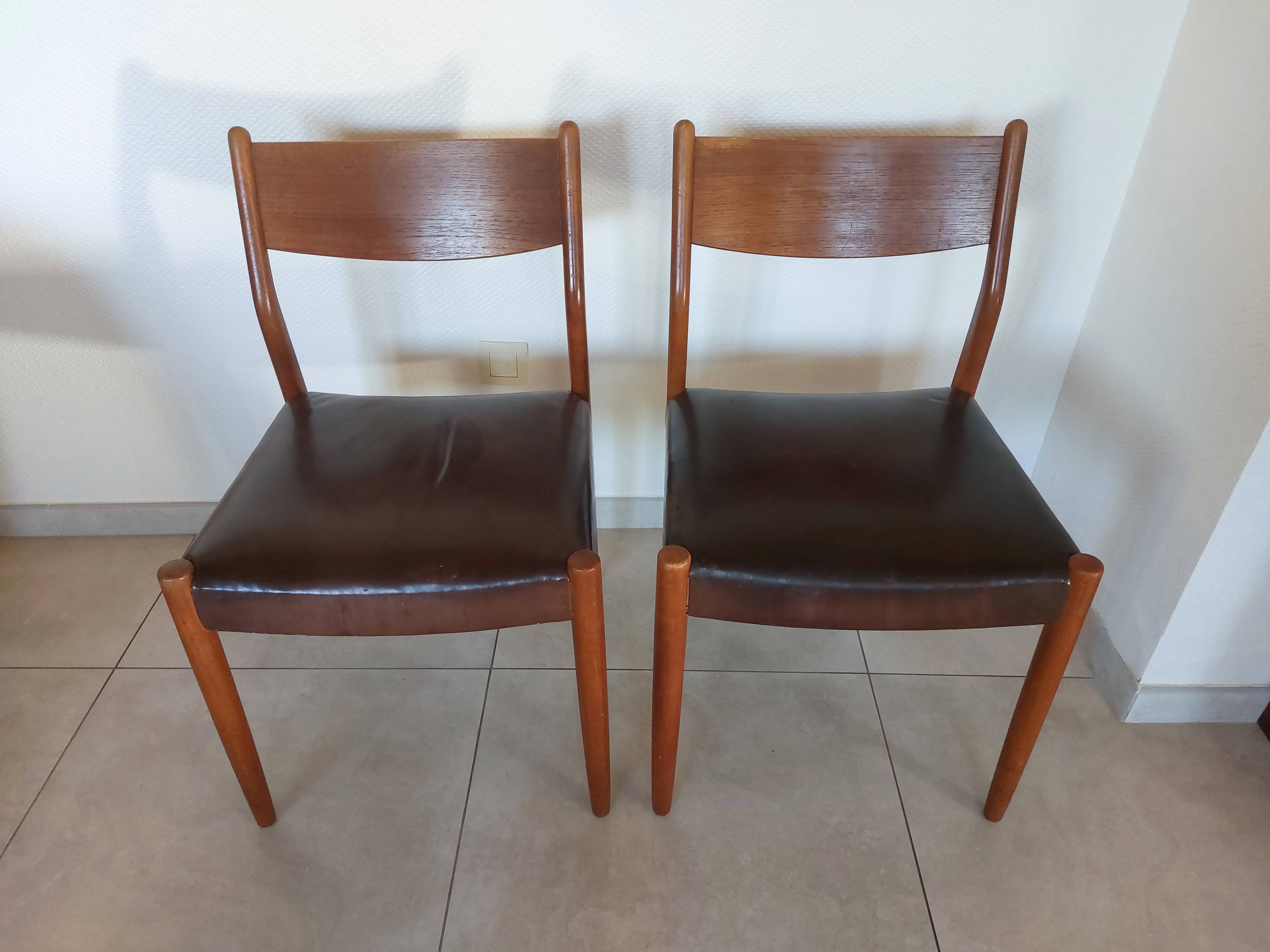 2 Fristho Franeker chairs, Scandinavian, teak and leather.
