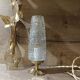 Chic retro table lamp in bronze, spindle glass Lumel, upcycled vintage