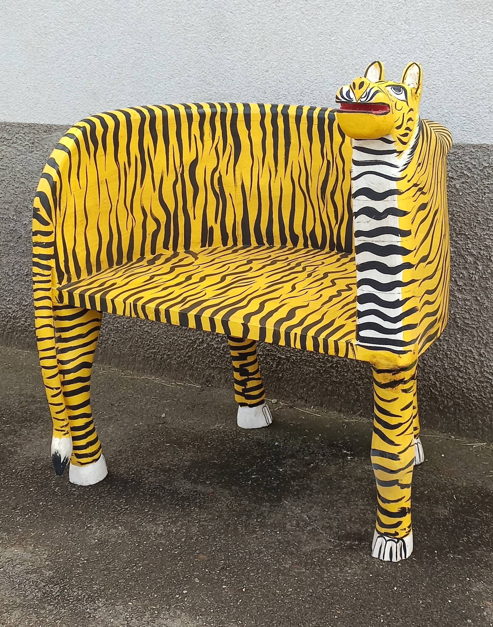 “Tiger” look wooden armchair