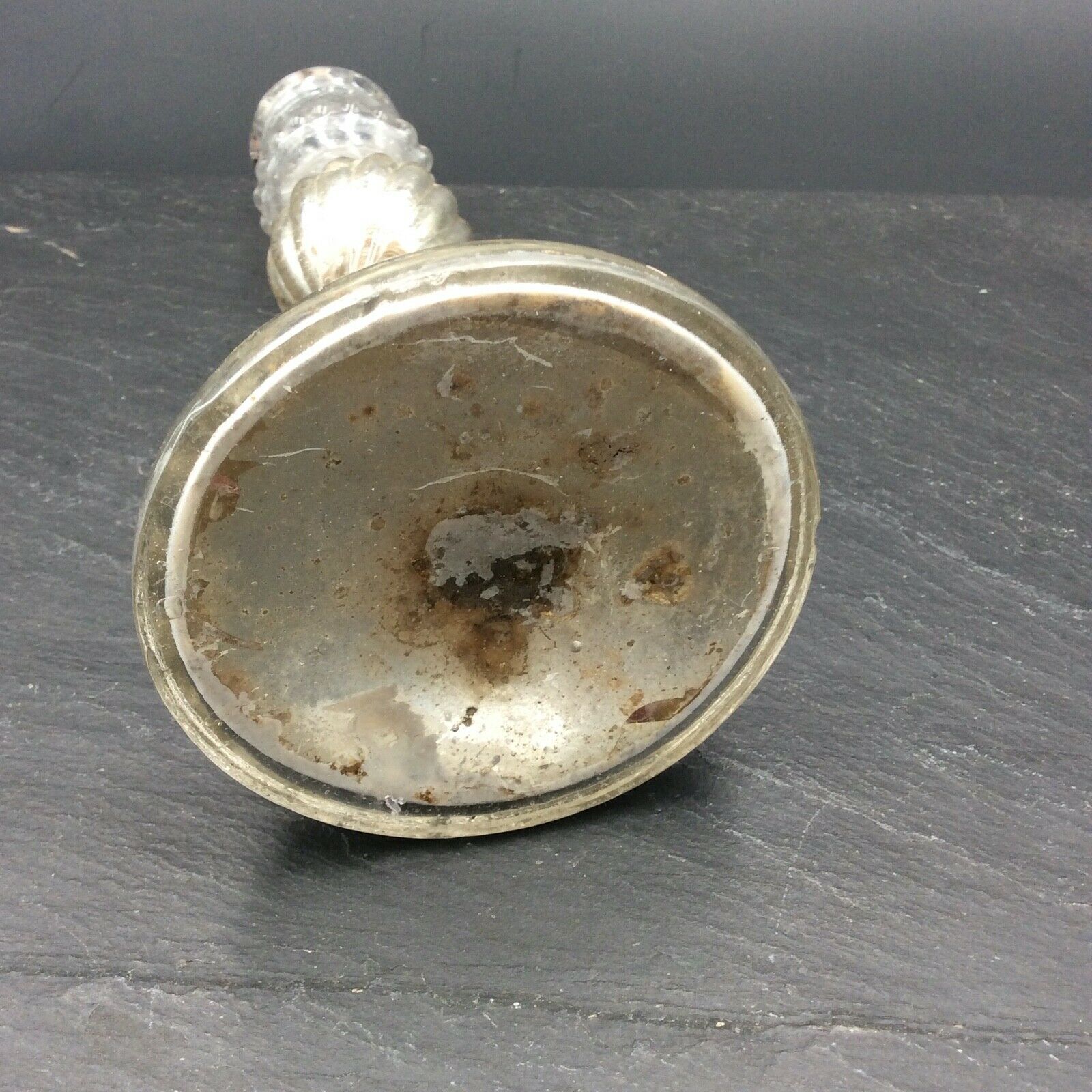 Candlestick in Eglomized Glass Mercurized XIXth