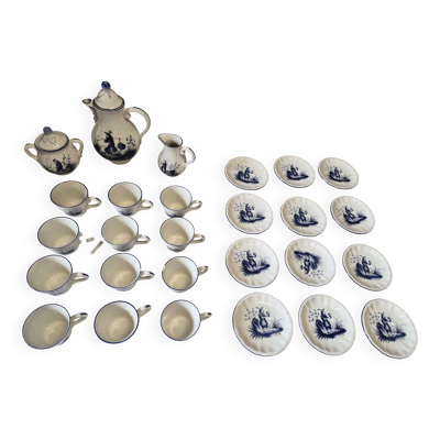 Service à thé Lunéville Art Déco inspiration japonisante, 27 pièces