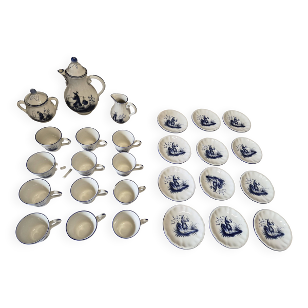 Service à thé Lunéville Art Déco inspiration japonisante, 27 pièces