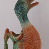 Water jug in slipware from the 1960s. Decorated with a coloured duck. Unmarked.