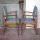 Pair of wooden bridge armchairs from the 1950s, vintage chairs.
