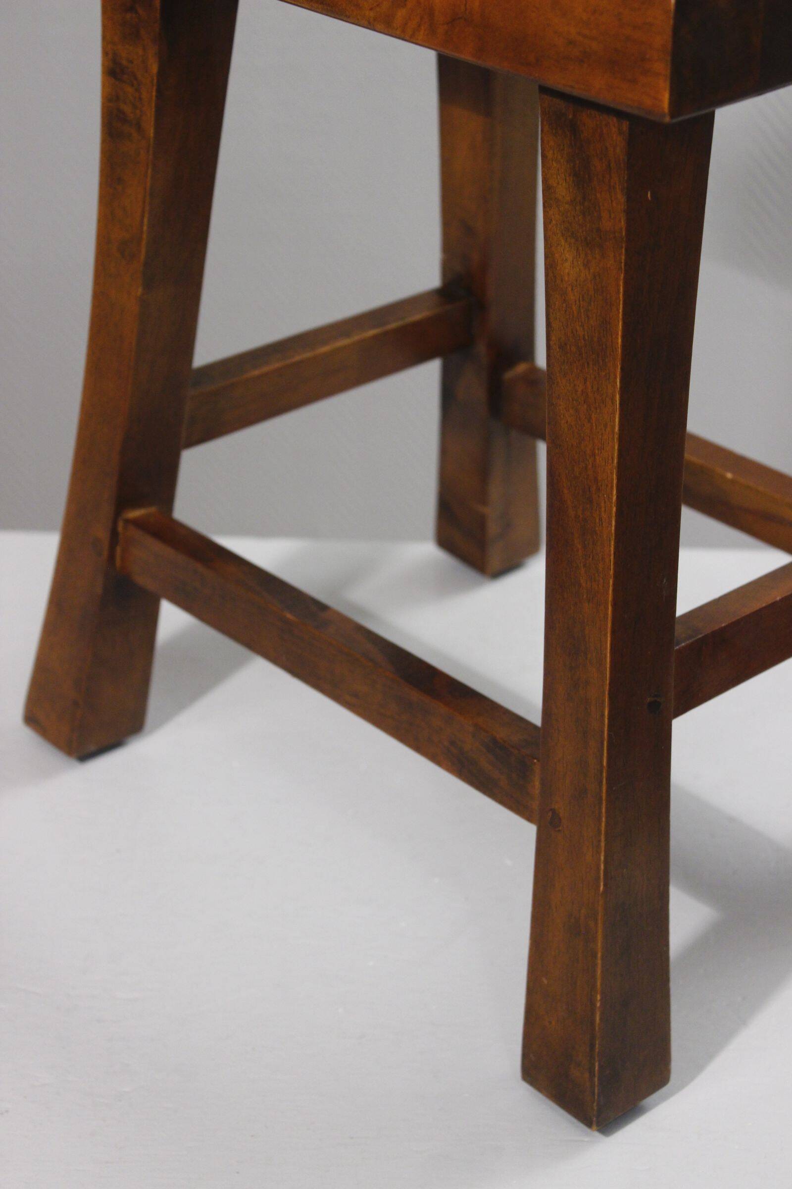 Vintage Orientalist Modernist Solid Wood Stool
