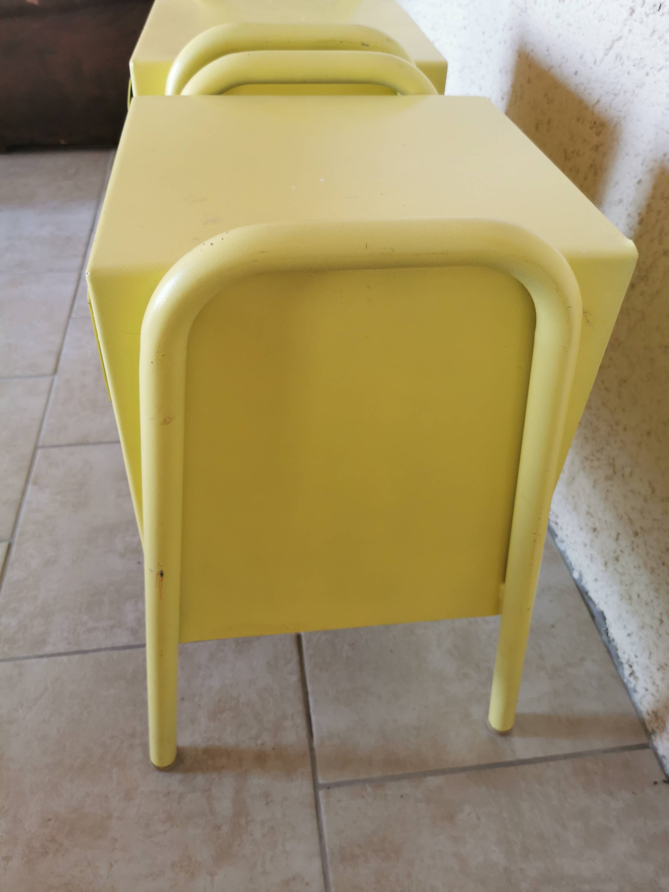 Pair of boarding school bedside tables