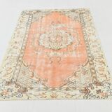 4x7 Peach & Beige Oriental Turkish Vintage Rug, 134x220Cm
