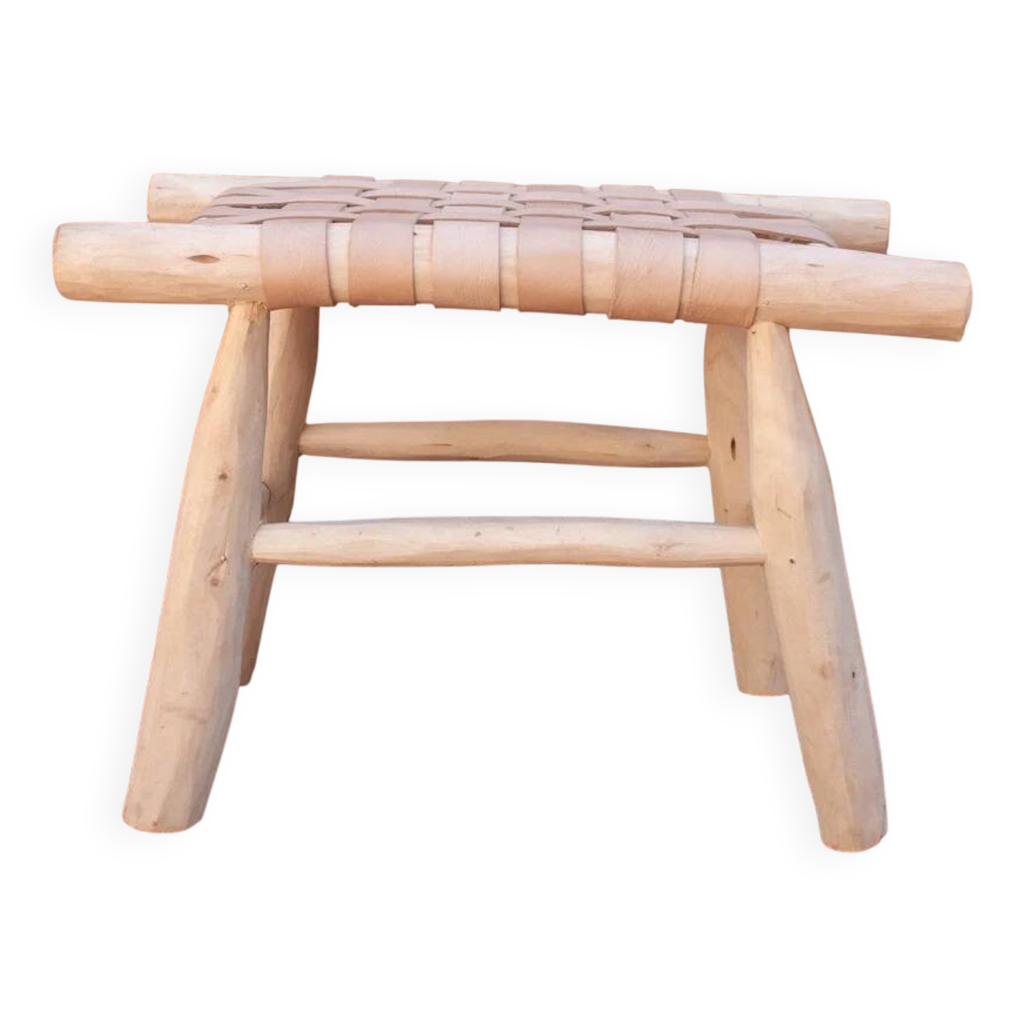 Woven leather stool