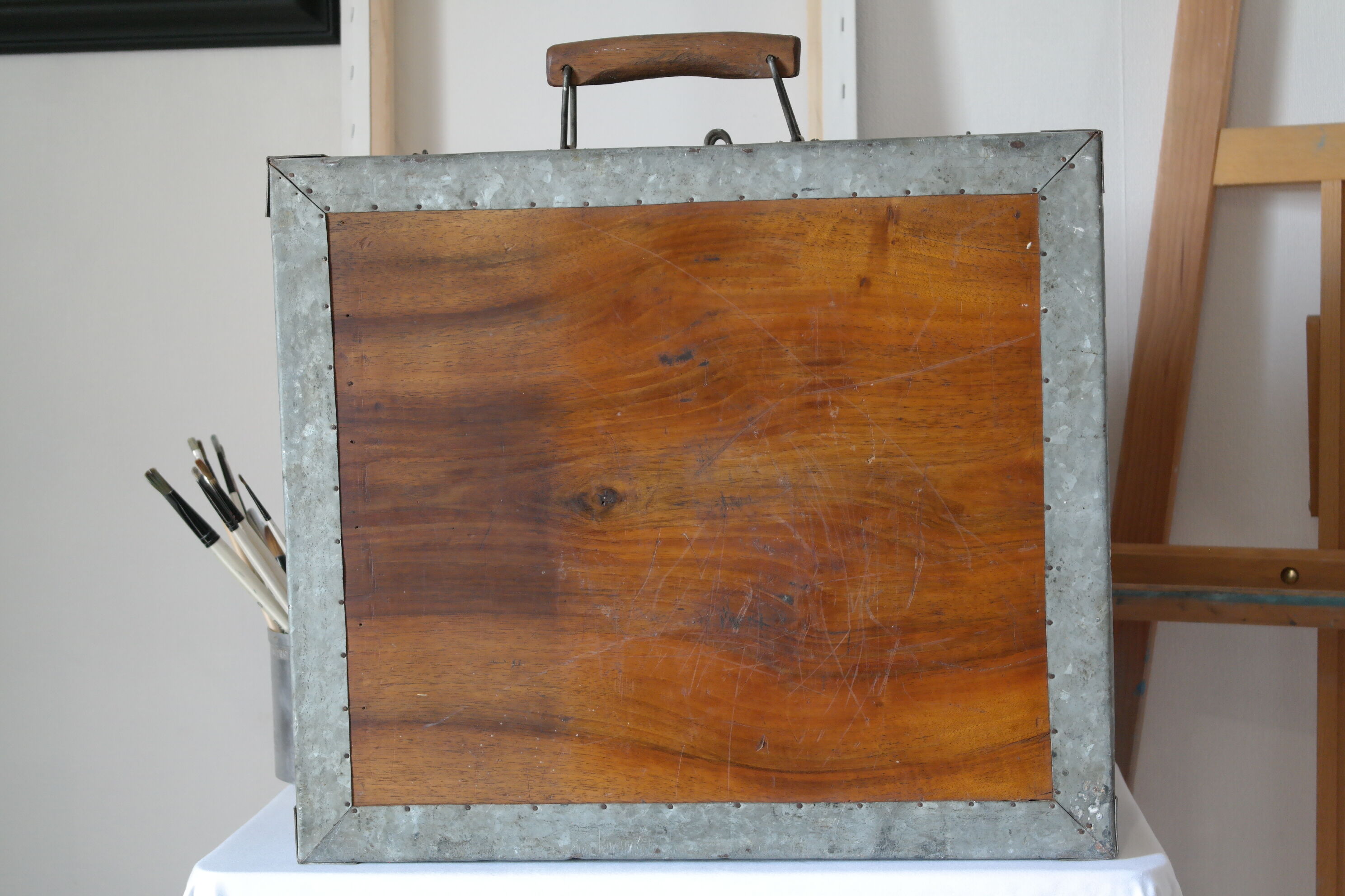 Painter's case in walnut and metal early XX