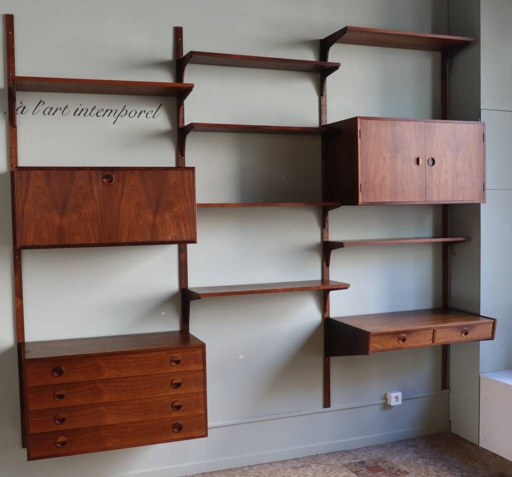 Modular rosewood wall bookcase by Thygesen and Sorensen for Hg Furniture, 1960
