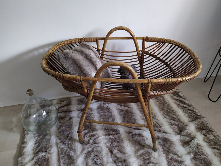 Vintage rattan cradle