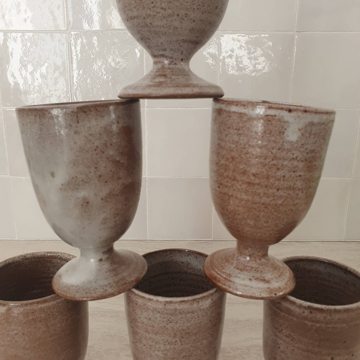 Signed stoneware cups or Mazagran